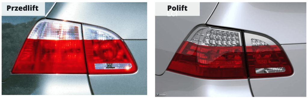 BMW E61 różnice lamp tylnych po lifcie